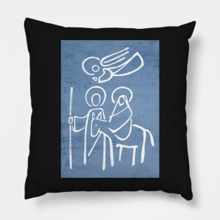 Virgin Mary, Saint Joseph and angel illustration Pillow