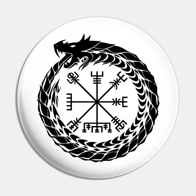 Ouroboros and Vegvisir (black symbol) Pin by Vikingnerds