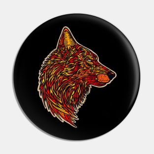 Wolf side profile design #3 - fire version Pin