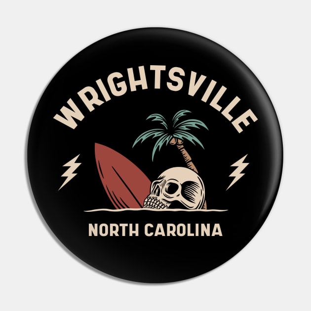 Vintage Surfing Wrightsville North Carolina // Retro Surf Skull Pin by Now Boarding