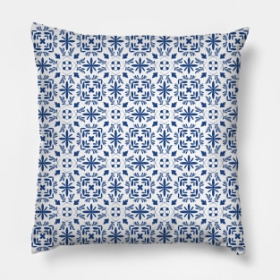 Blue Indigo Bohemian Tile Pattern Pillow