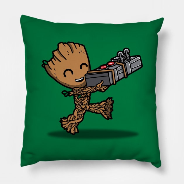 Funny Kawaii Cute Cool Alien Superhero Gamer Cartoon Pillow by BoggsNicolas