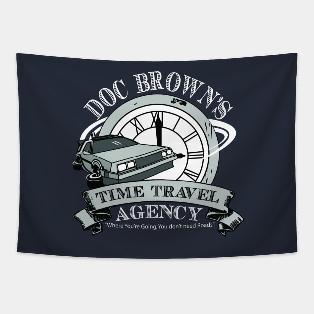 Doc Brown's Time Travel Agency Tapestry by GreenHRNET