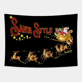 Santa Style with Essential Reindeer Dark Version Tapestry