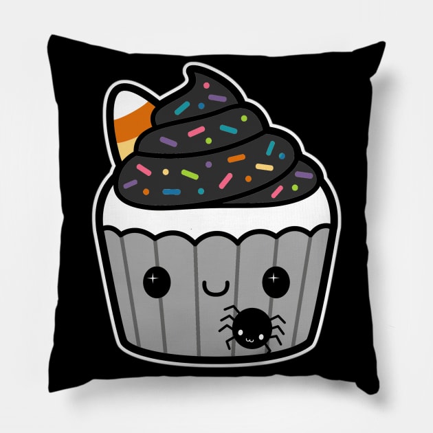 Spoopy Kawaii Cute Halloween Cupcake Pillow by Wanderer Bat