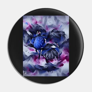 Indigo Abstract Floral Watercolour Art Pin