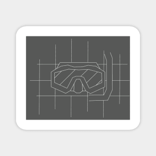 REVERSED GRID DRAWING OF A DIVE MASK gray grey Magnet