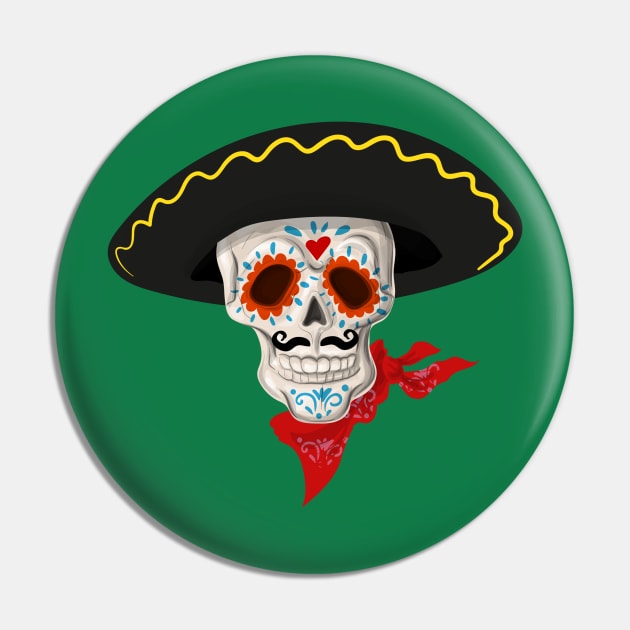 Sugar Skull Sombero Pin by DANPUBLIC