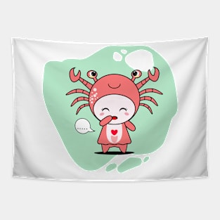 Cute Crab Character Tapestry