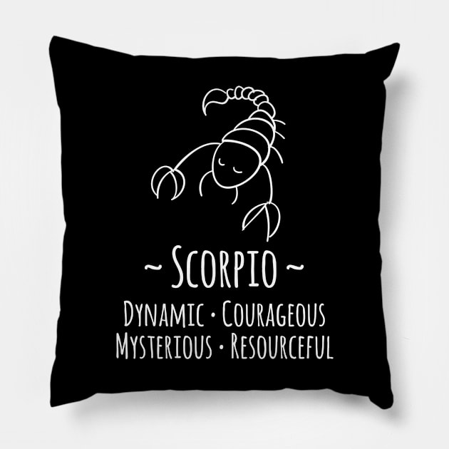 Scorpio Zodiac Sign Pillow by HappyCatPrints