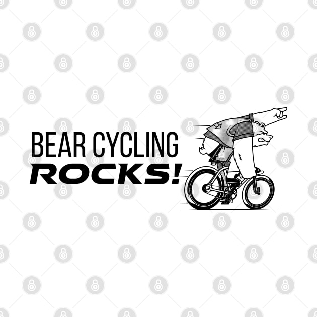 Bear Cycling Rocks with rocking finger sign riding bicycle very fast by ActivLife