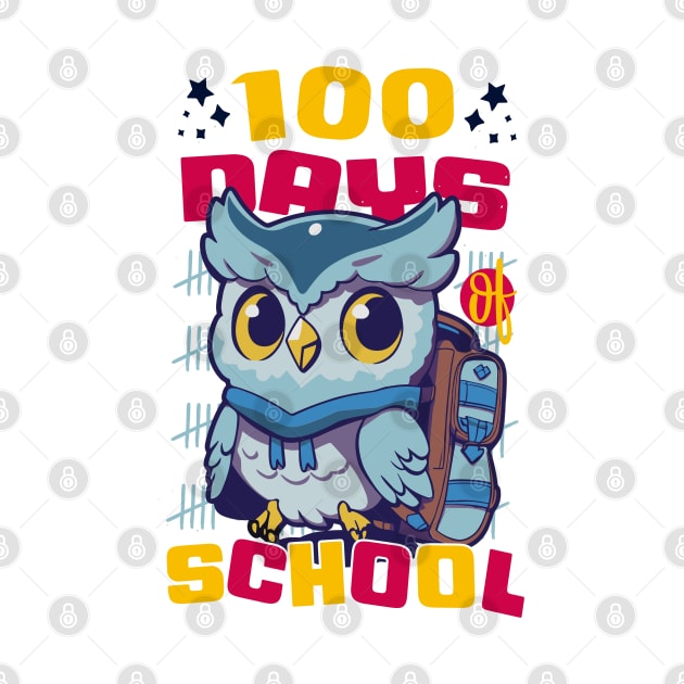 100 days of school featuring a Cute owl with a bagpack #1 by XYDstore