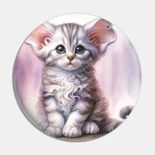 American Curl Watercolor Kitten - Cute Kitties Pin