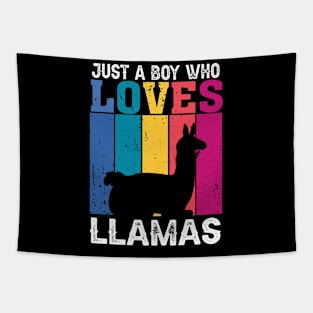 Just A Boy Who Loves Llamas Tee Triumph for Llama Majesty Tapestry