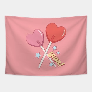 Lollipop Heart Valentines Day Couples Love Tapestry