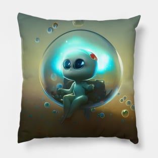 Little Blue Bubble Alien Pillow
