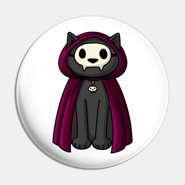 Black cat in robe and skull mask Pin by Doodlecats 