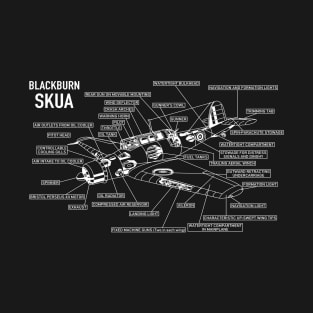 Blackburn B-24 Skua WW2 Fighter Bomber Plane Schematic Infographic Blueprint Diagram Gift T-Shirt