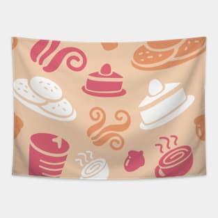 Cafe Orange Vibe Coffee Dessert Sweets Pattern Tapestry