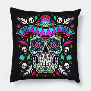 Flower Skull - Day Of The Dead Pillow