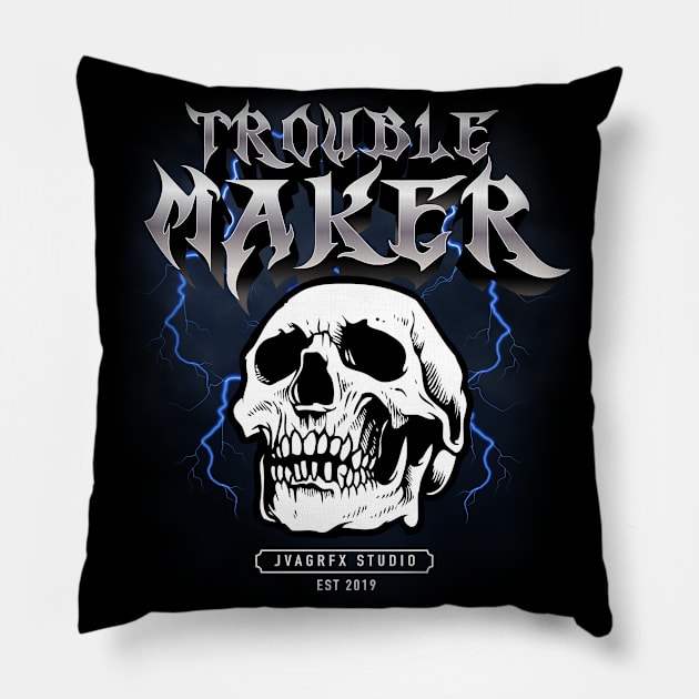 metal skull tee Pillow by janvimar