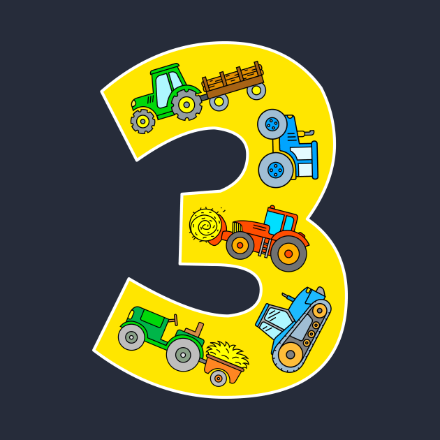 Tractor Farm Vehicles 3 Year Birthday by samshirts