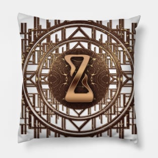 z letter in golden jugendstil art deco design in elegant vintage alphabet monogram style Pillow