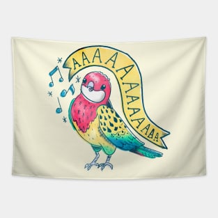 Eastern Rosella Parrot Screaming as Tattoo Flash Tapestry