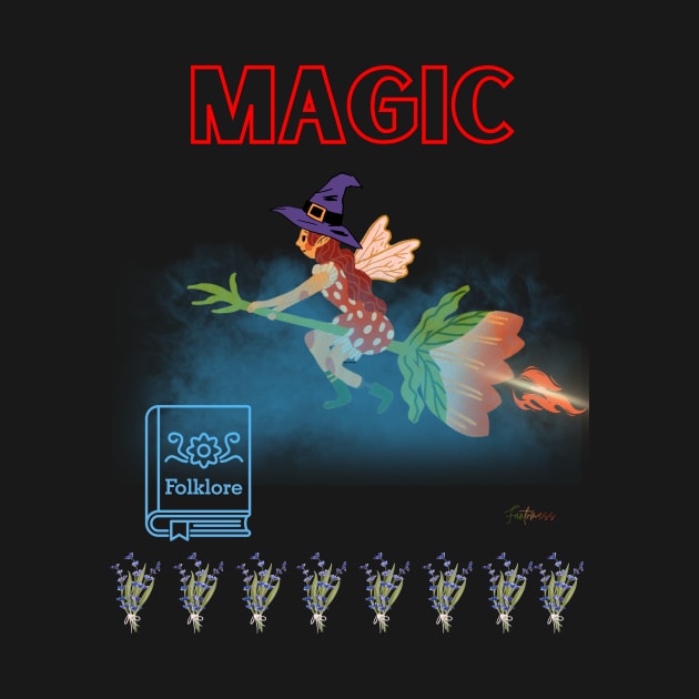 Magic Witch on a broom by Funtomass