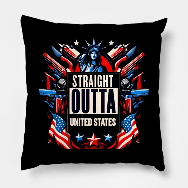 Straight Outta United States Pillow by Straight Outta Styles