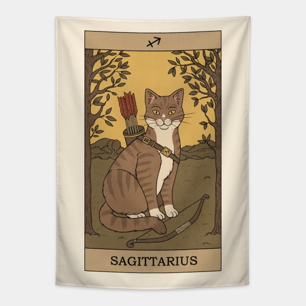 Sagittarius Cat Tapestry by thiagocorrea