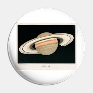 1877 Antique Lithograph of Saturn Pin