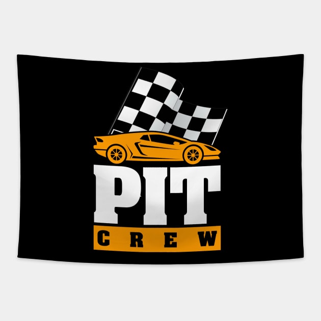 'Pit Crew Checkered Flag' Cool Car Racing Gift Tapestry by ourwackyhome