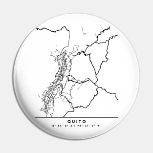 QUITO ECUADOR BLACK CITY STREET MAP ART Pin