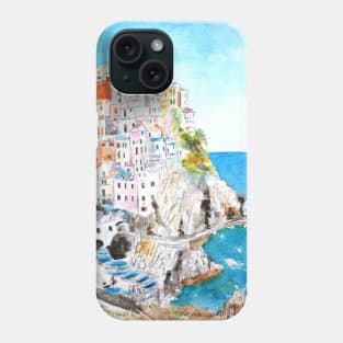 Italy Cinque Terre watercolor painting Phone Case