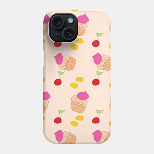 Cakes and cherries, sweets and fruits, food Phone Case