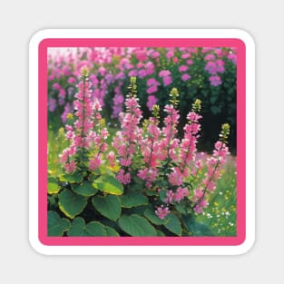 Closeup of Lovely Pink Alpine Flowers Magnet