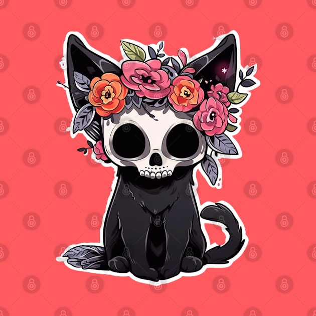 Gothic Floral Zombie Cat by DarkSideRunners