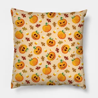 Halloween Pumpkin Face Pattern Pillow