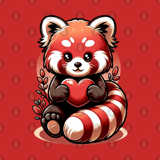 Cute Red Panda Animal Love Lovers Heart by Infinitee Shirts