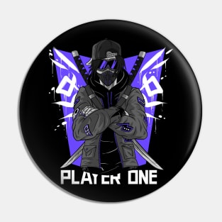 Player One Video Game Hero Urban Warrior Katana Pin