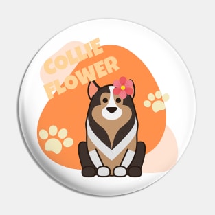 Collie Flower Rough Collie Dog Pin