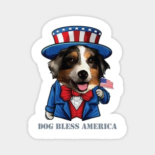 Australian Shepherd Dog Bless America Magnet