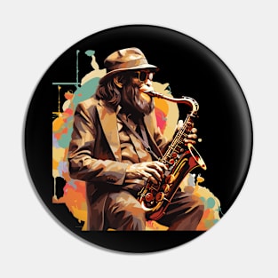 Monkey Playing Saxophone Pin