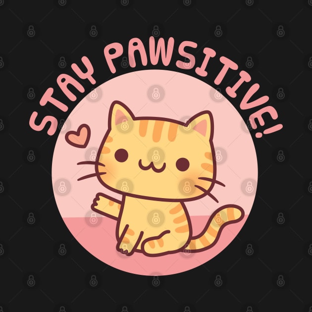 Cute Tabby Cat, Stay Pawsitive Positive Pun by rustydoodle