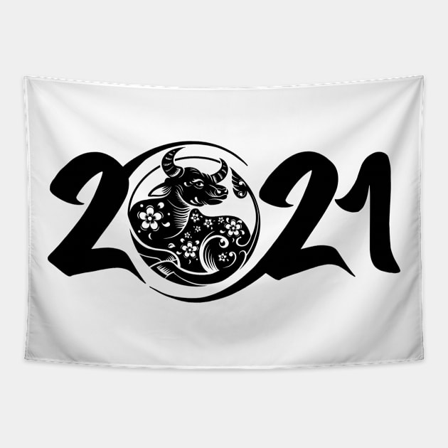 2021 Year of the Ox Chinese Astrology Tapestry by Macphisto Shirts