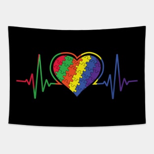 Autism Puzzle Heartbeat Tapestry