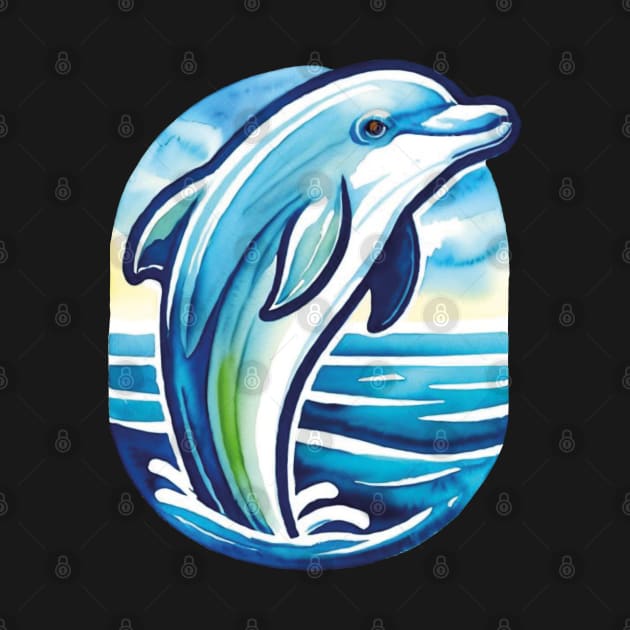 Oceanic Freedom - Dancing Dolphin by Moxis Watercolor