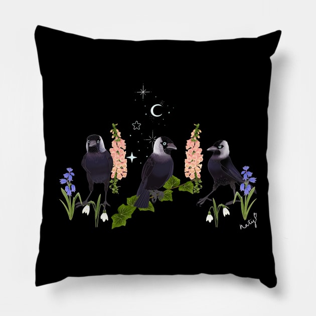 Mystic Jackdaw Pillow by Naty Design Prague