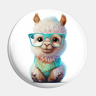 llama / alpaca with glasses in a kawaii style Pin